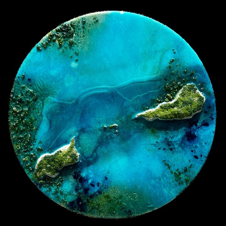 Schilderij getiteld "This Is My Paradise" door Ana Hefco, Origineel Kunstwerk, Acryl Gemonteerd op Metaal