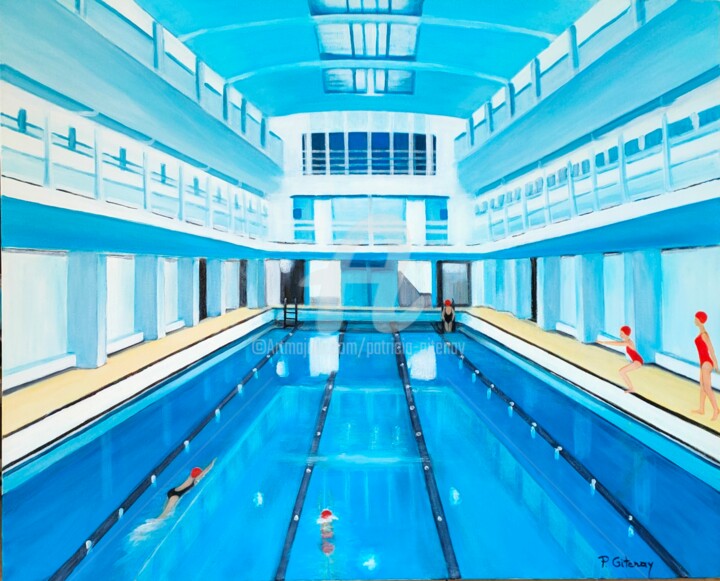 la piscine Картина, 35,4x39,4 in