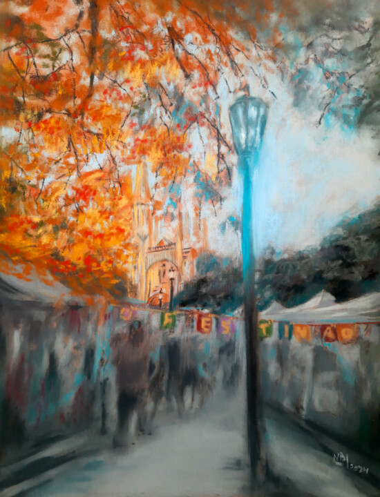 Painting titled "Autumn Festival" by Nadia Bedei, Original Artwork, Pastel