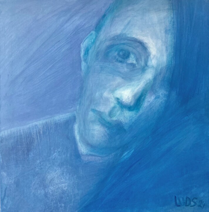 blue portrait 绘画, 25.6x25.6 in