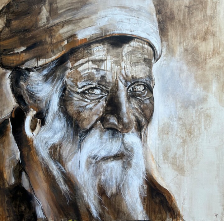 Peinture intitulée "Le sage" par Mylène Mori, Œuvre d'art originale, Acrylique Monté sur Châssis en bois