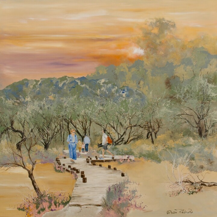 Painting titled "Promenade dominical…" by Pedrola Alban, Original Artwork, Acrylic