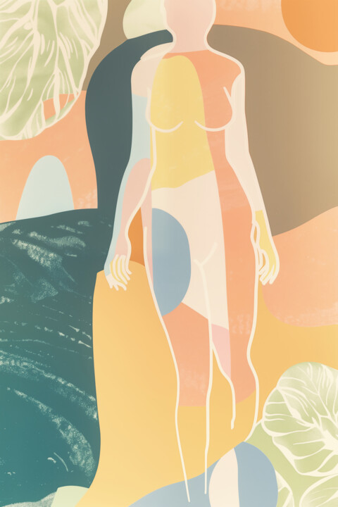 Abstrakte Frau Nackt am Strand 数字艺术