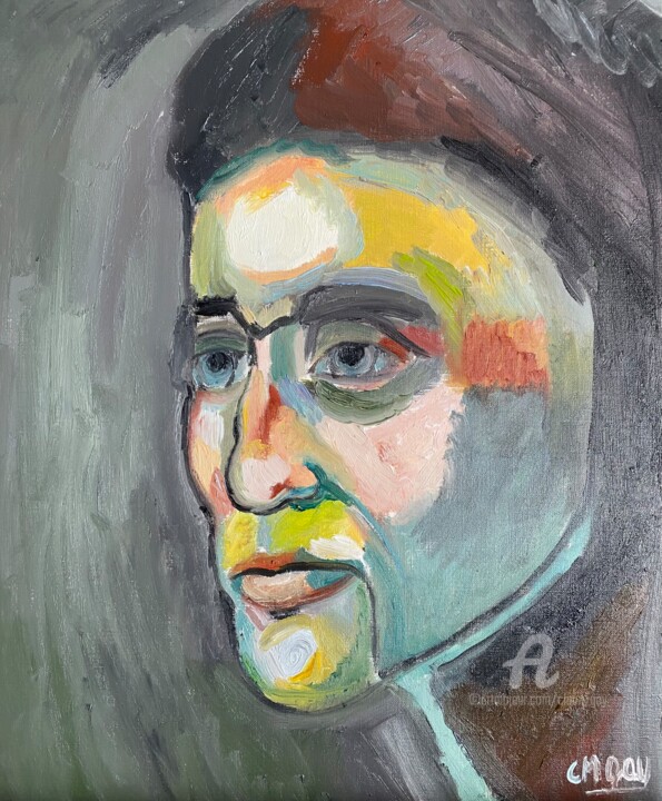 "Le guerrier" 绘画, 18.1x15 in