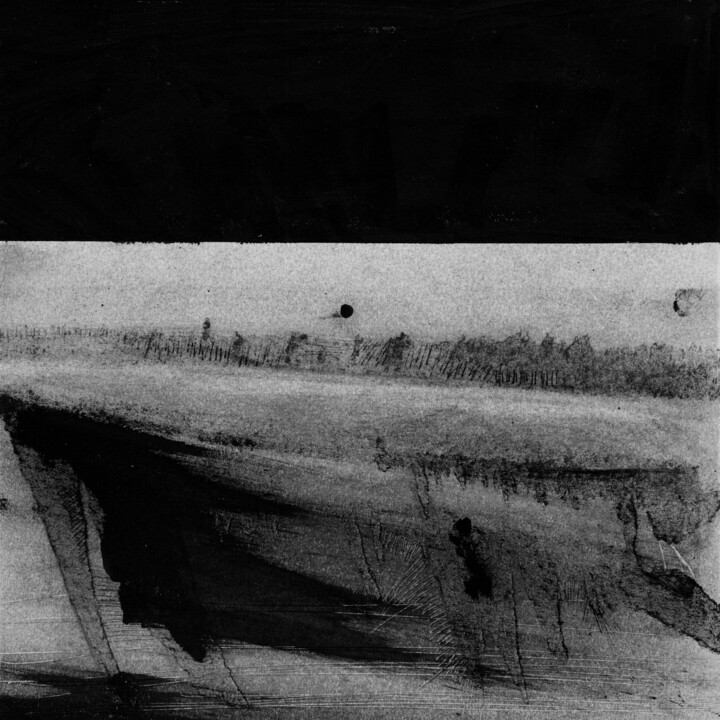 Pittura intitolato "#224, 25x25cms, gra…" da Michel Debray, Opera d'arte originale, Grafite Montato su Cartone