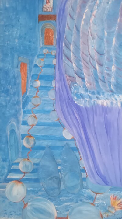 Ruelle de chefchaouen 绘画, 46.1x26.4 in