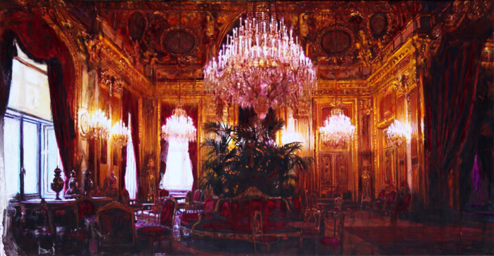 Sous les lambris dorés, variation. 绘画, 51.2x98.4 in