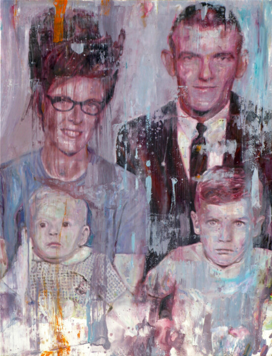 "Source inconnue, photo de familles années 70 " 绘画, 51.2x39.4 in