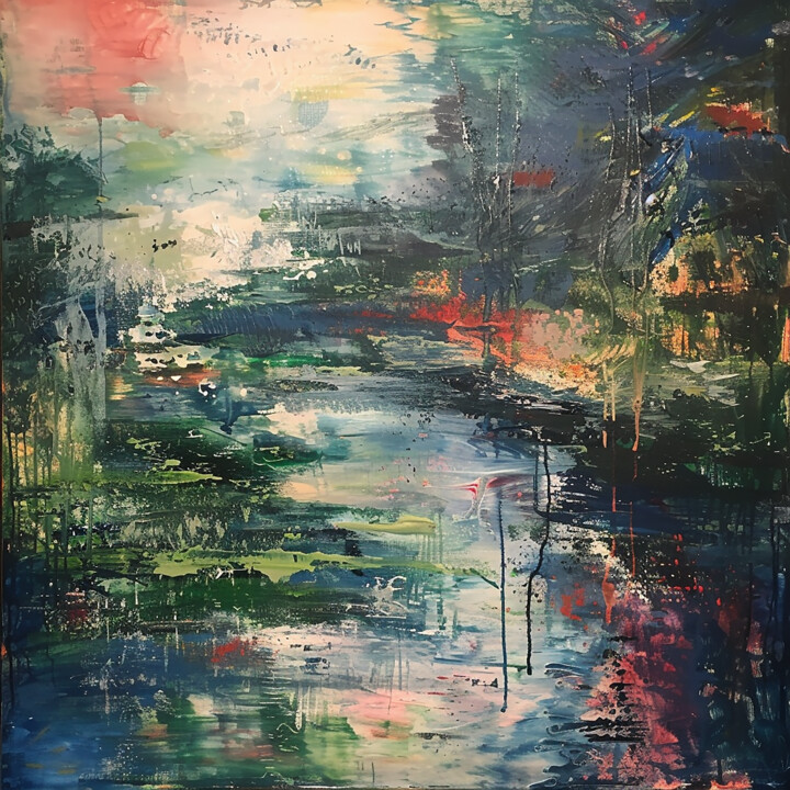 Abstract landscape in dark colours 数字艺术, 19.7x19.7 in