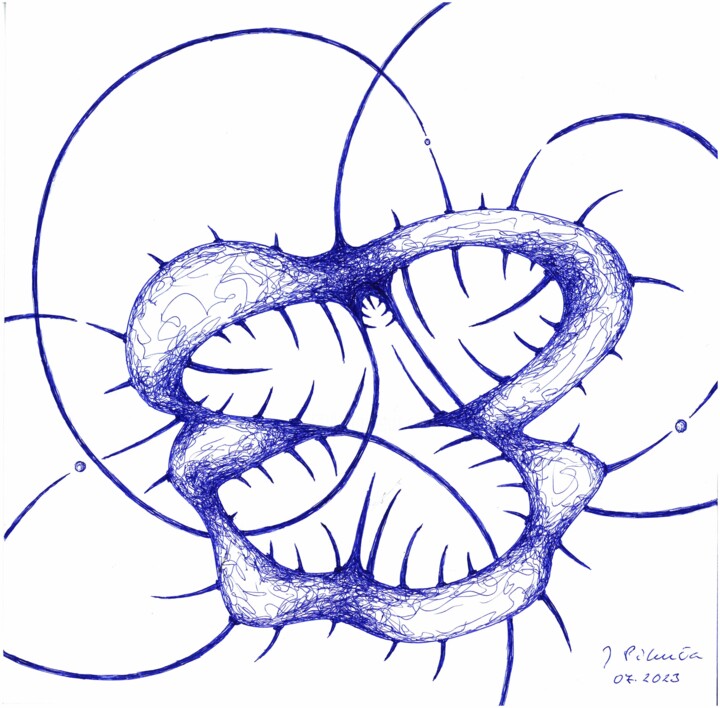 Dibujo titulada "Monstrum" por Andrzej Pikuła, Obra de arte original, Bolígrafo