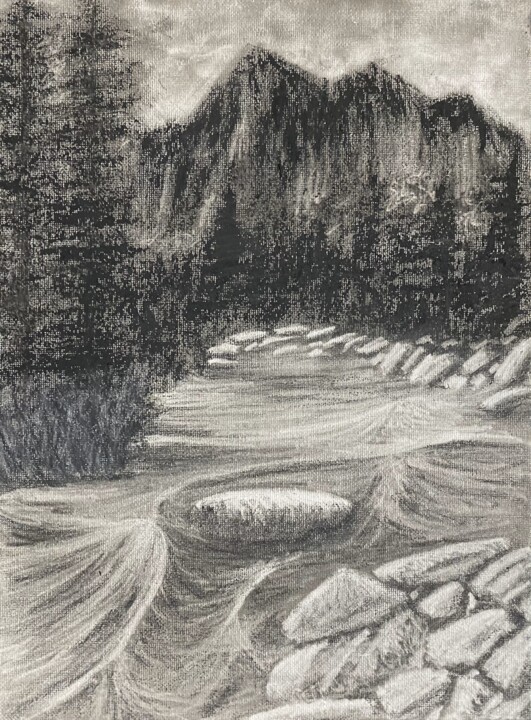 Desenho intitulada "Mystery" por Alicia Lopez, Obras de arte originais, Carvão