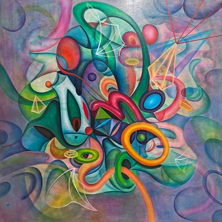 Flying Saucer Mystery 绘画, 59.1x59.1 in