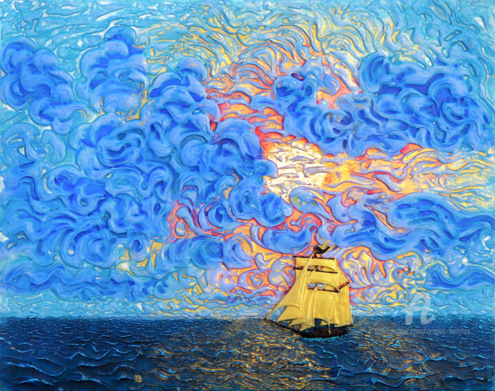 Peeking Through the Clouds 绘画, 6.3x7.9 in