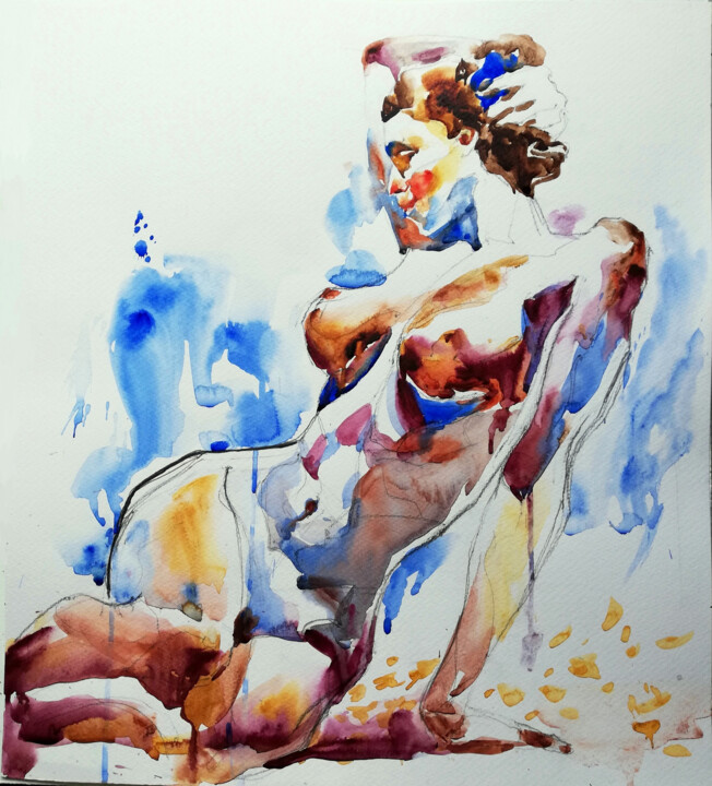 Bather VI 绘画, 16.9x15 in
