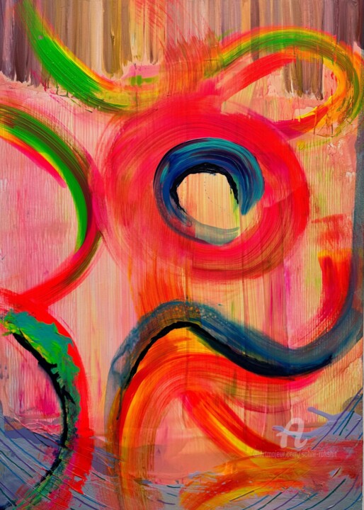 Neon Swoosh One 绘画, 27.6x19.7 in