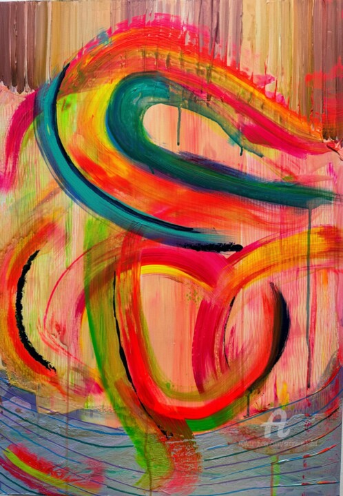 Neon Swoosh Three 绘画, 27.6x19.7 in