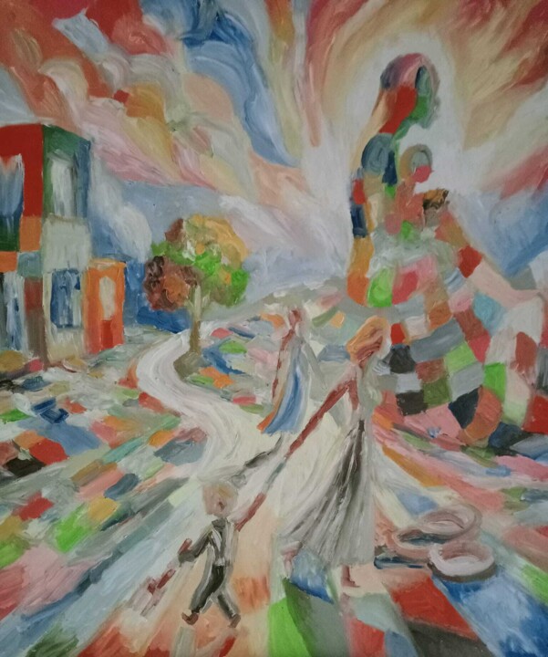 Peinture intitulée "Les mamans de la vie" par Audran, Œuvre d'art originale, Huile