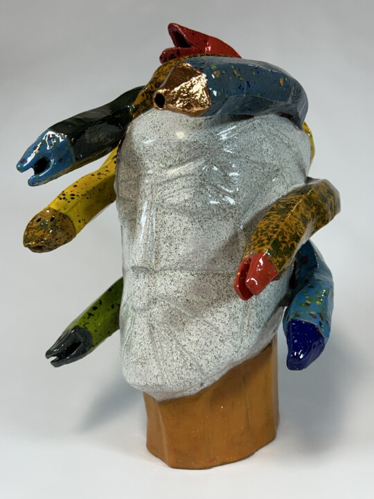 Sculpture céramique MEDUSA 雕塑, 13.4x7.5 in