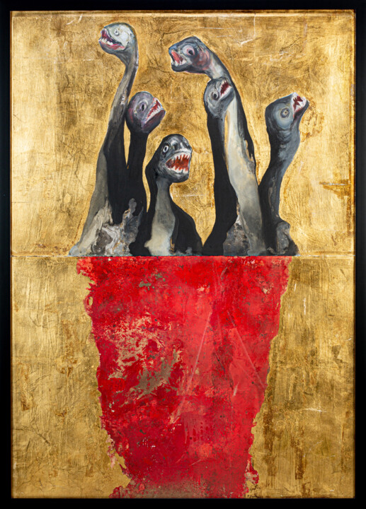 Pirañas y rojo sangre 绘画, 39.4x27.6 in