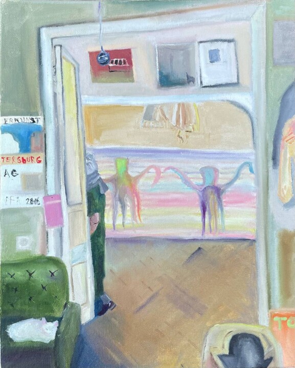 Anna and the receipt Pittura, 19,7x15,8 in