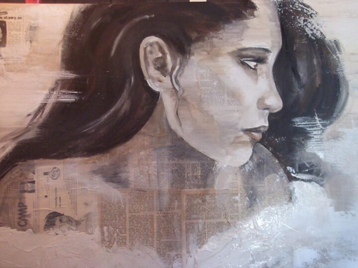 Painting titled "News" by Ria Kooistra, Original Artwork, Acrylic