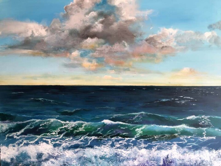 Painting titled "Zee wind" by Ria Kooistra, Original Artwork, Acrylic