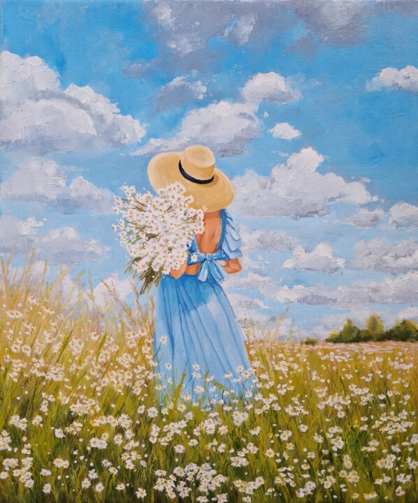 「Daisies」というタイトルの絵画 Tatiana Karchevskayaによって, オリジナルのアートワーク, オイル