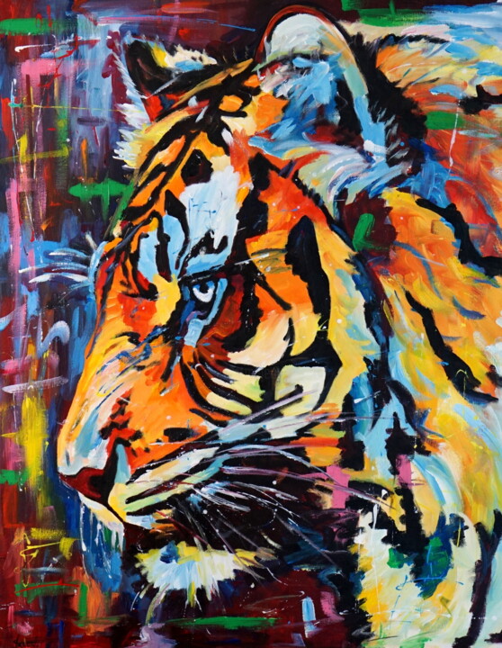 Tiger 绘画, 39.4x31.5 in