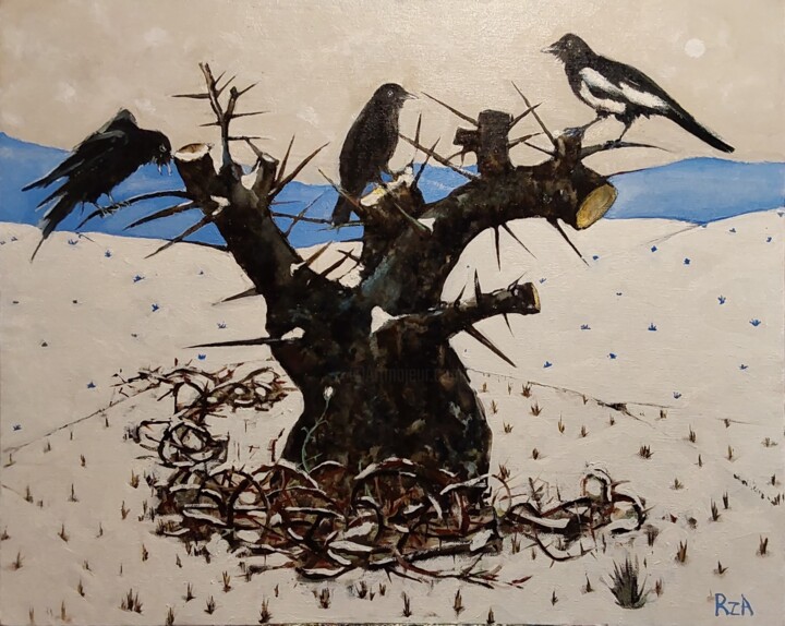 What do birds talk about 绘画, 33.5x41.3 in