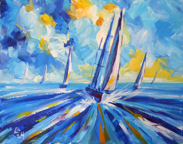 Blue Symphony of the Ocean 绘画, 15.8x19.7 in