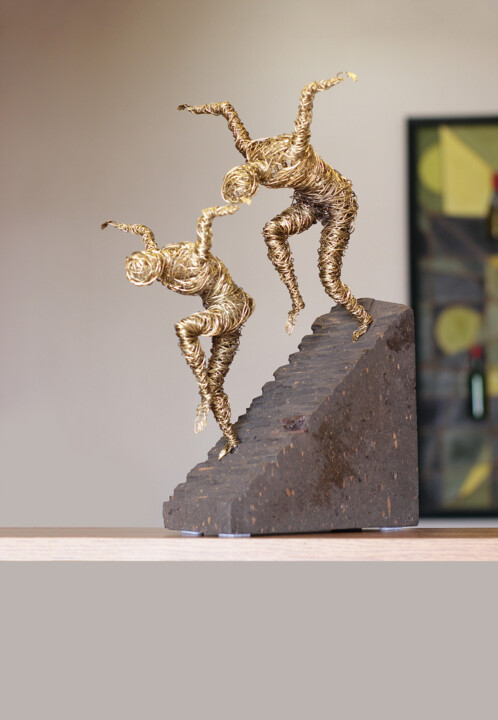 Sculpture titled "Preparing for the F…" by Karen Axikyan, Original Artwork, Metals