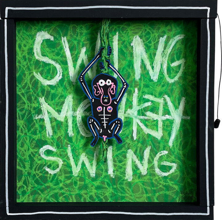 SWING MONKEY SWING #2 绘画, 15.8x15.8 in