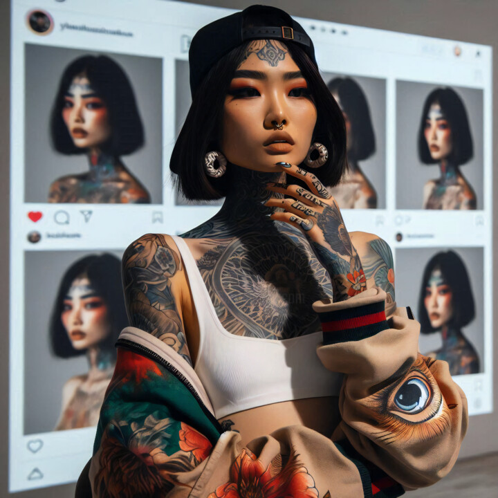 数字艺术 标题为“Posing as an Instra…” 由Александр Погодин, 原创艺术品, AI生成的图像