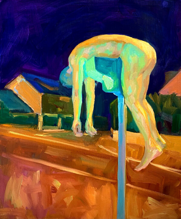Painting titled "Le détour" by Justine Lemaire, Original Artwork, Oil