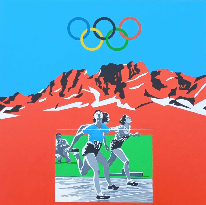 Painting titled "Olimpiadi 1936 (oma…" by Marco Arduini, Original Artwork, Acrylic