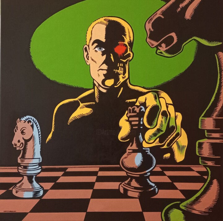 Painting titled "Il giocatore di sca…" by Marco Arduini, Original Artwork, Acrylic
