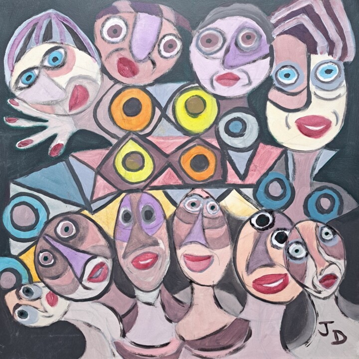 Réunion de Famille 绘画, 19.7x19.7 in