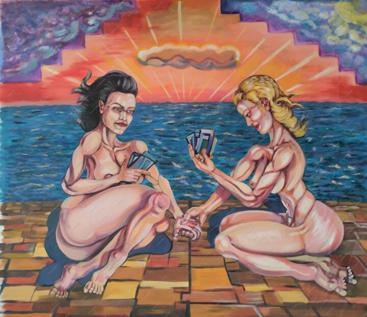 Romina et Juliette. Si proche mais si loin 绘画, 52.4x61.4 in