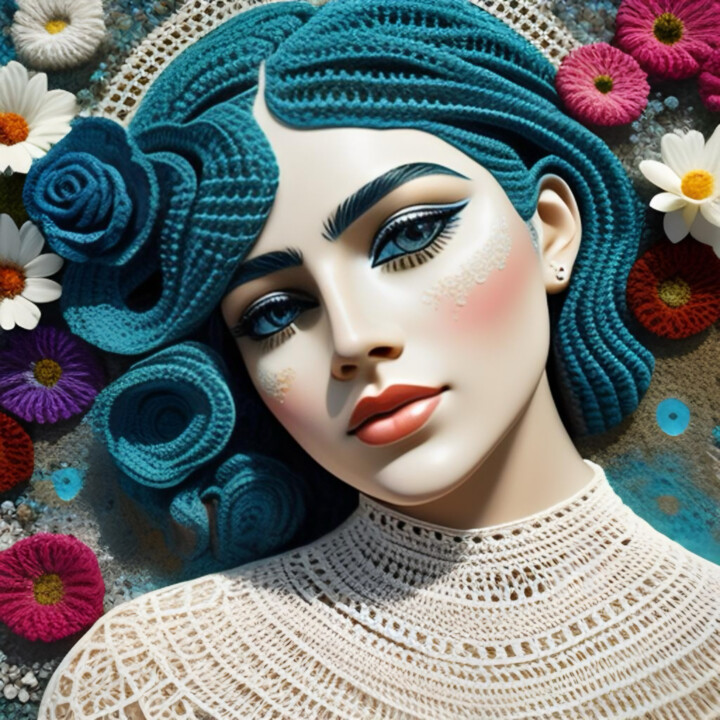 Digital Arts με τίτλο "Crochet and young g…" από Davina Dugnas, Αυθεντικά έργα τέχνης, Ψηφιακή ζωγραφική
