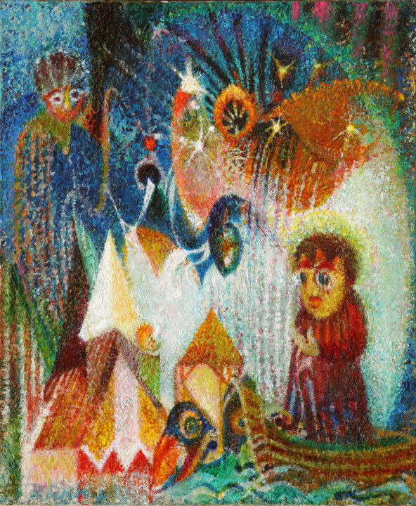 Peinture intitulée "Saint Antoine de Pa…" par Raphy, Œuvre d'art originale, Huile Monté sur Châssis en bois