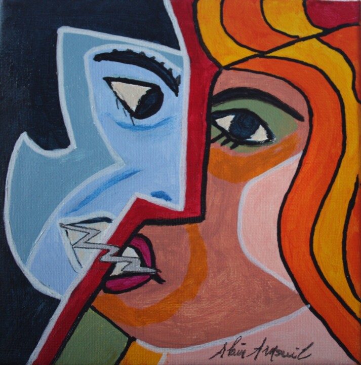 coup de foudre 绘画, 7.9x7.9 in
