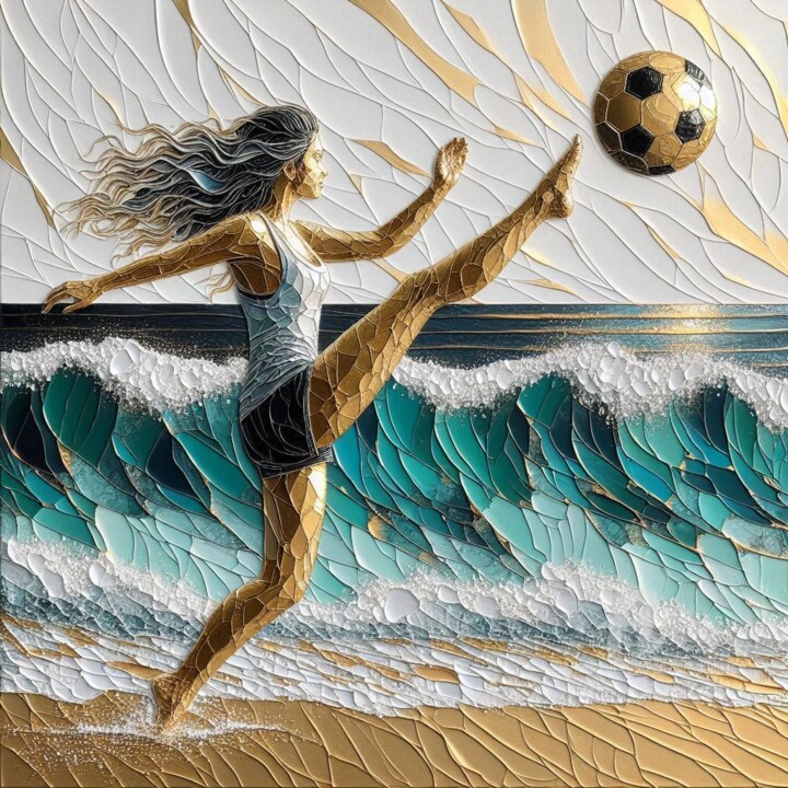 Olympic Spirit She is a football Player Digitale Kunst, 11,8x11,8 in