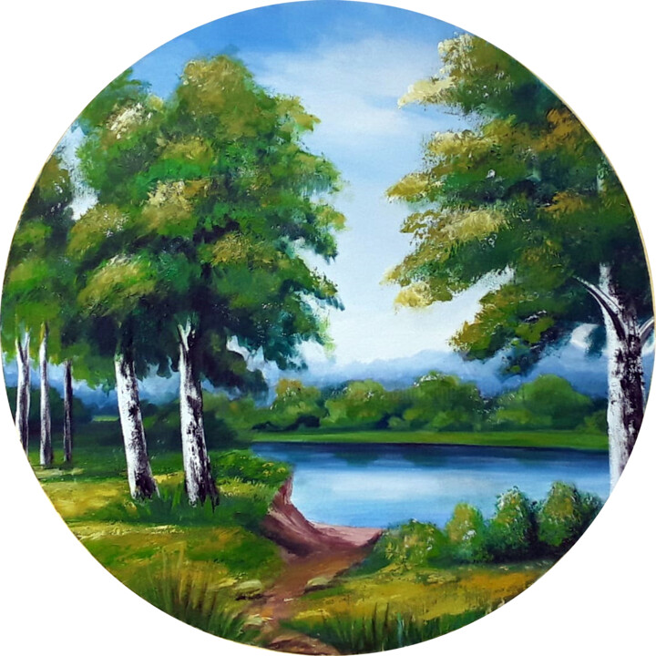 By the Lake 绘画, 36x36 in