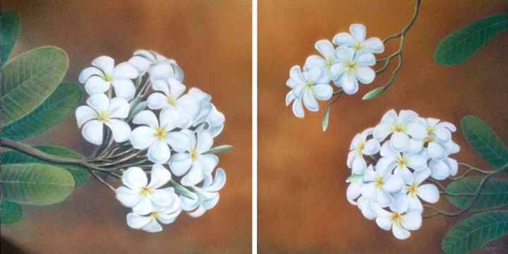 Frangipani Musings Painting, 30x30 in