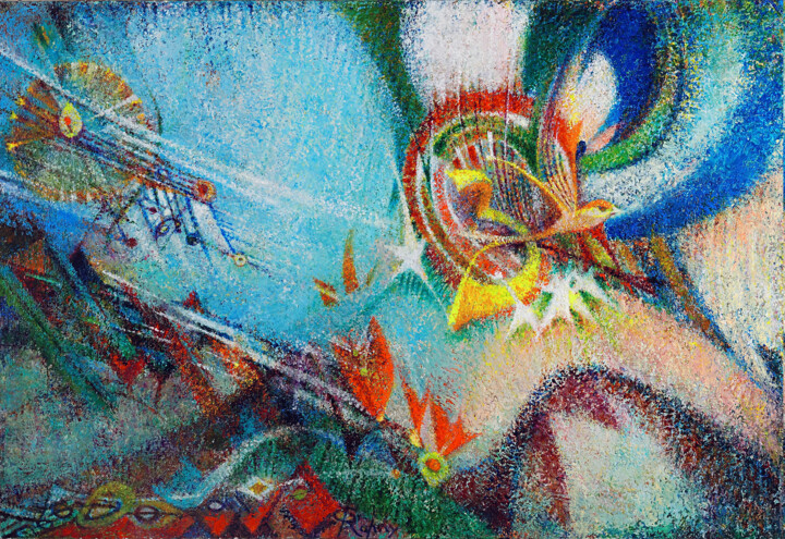 Peinture intitulée "An die musik" par Raphy, Œuvre d'art originale, Huile Monté sur Châssis en bois