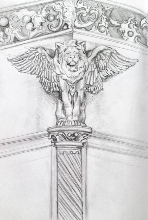 Painting titled "Architecture" by Sophia Tsirog, Original Artwork, Pencil