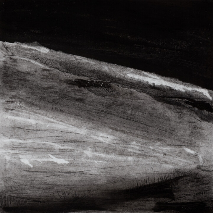 #225, 25x25cms, graphite et acrylique sur papier, 07-2024 绘画, 9.8x9.8 in
