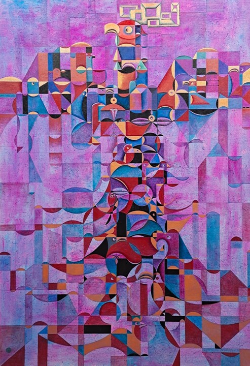 Birds' Homage to the Phoenix 绘画, 78.7x57.1 in