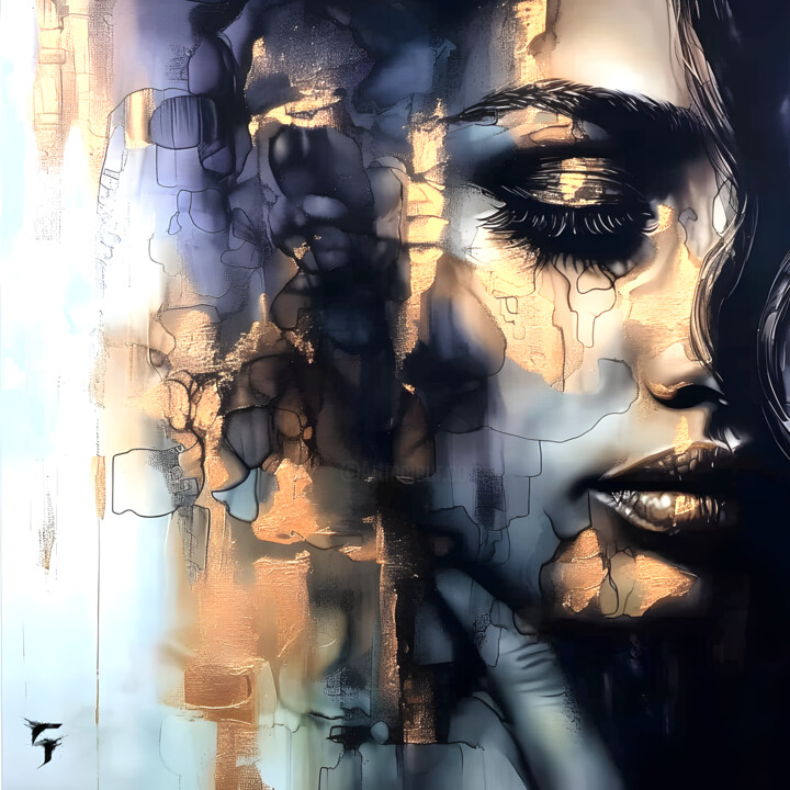 Digital Arts titled "Émotion Fragile" by Frédéric Font (Chroma), Original Artwork, Digital Painting Mounted on Wood Stretche…