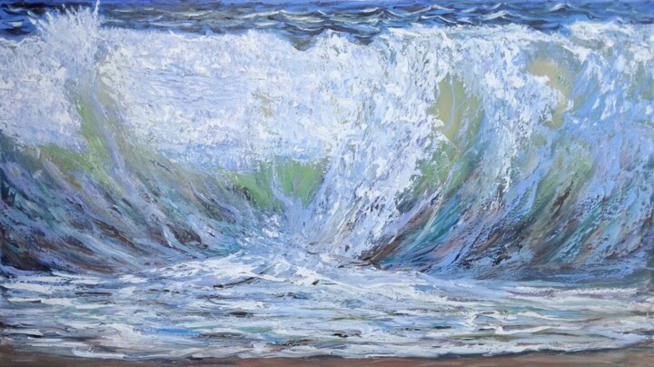 Pittura intitolato "Seascape" da Maria Galan, Opera d'arte originale, Olio Montato su Telaio per barella in legno
